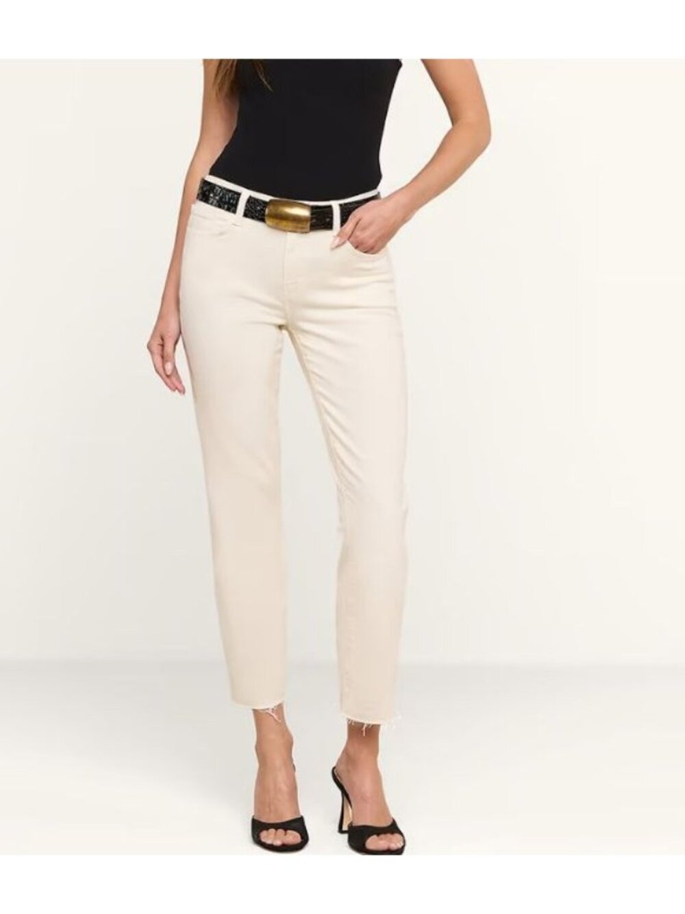 L'AGENCE Sada Slim-Leg Cropped Jean in Vintage White Size 26